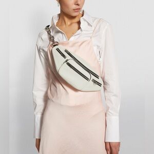 ⛓️Alexander Wang White/Black Attica Fanny Pack Lambskin Leather